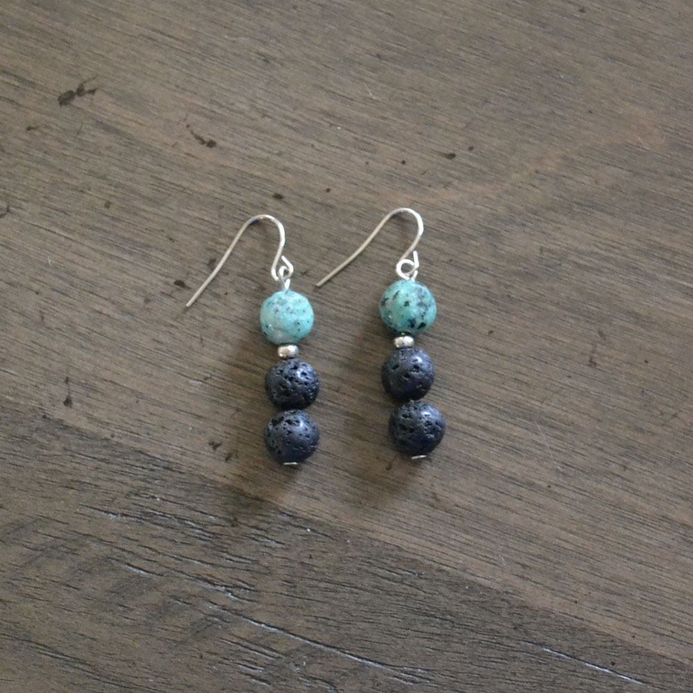 African Turquoise Lava Stone Earrings